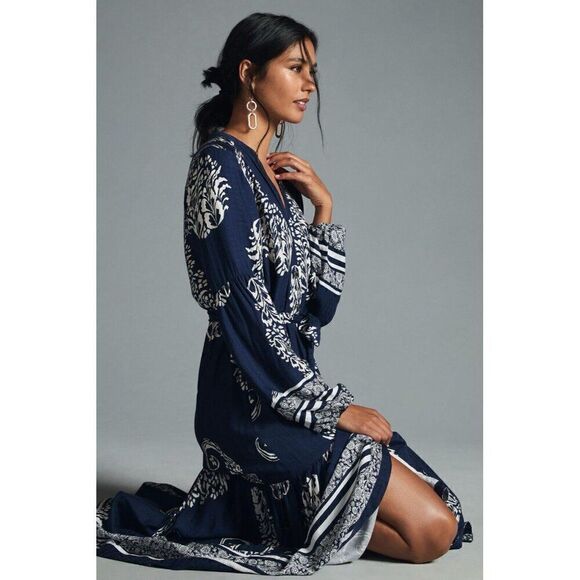 NWT ANTHROPOLOGIE Sz XS TIERED BUTTONDOWN MAXI DRESS - Picture 4 of 4